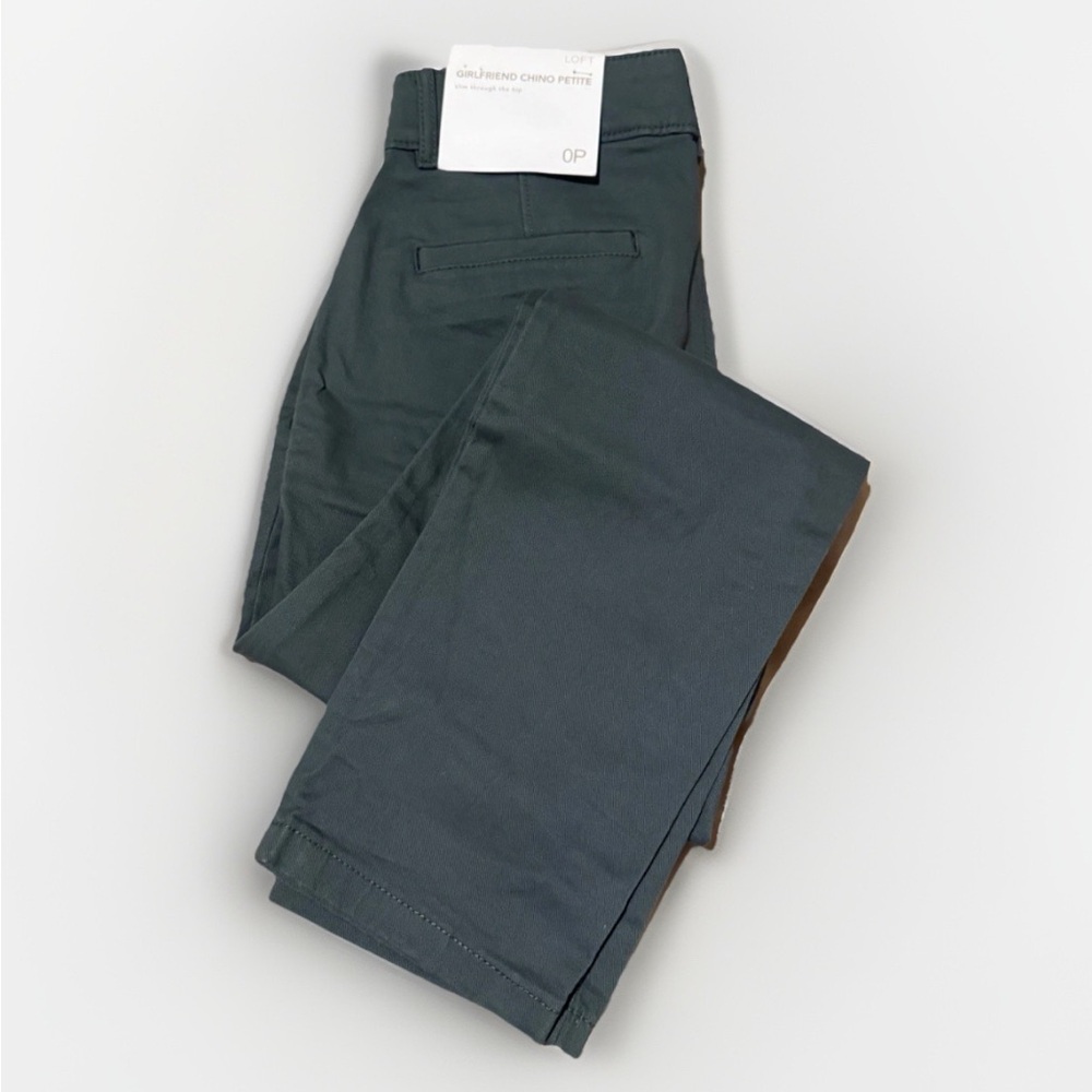 LOFT Women’s Petite Slacks, Green Chino Pants, Size 0 NWT